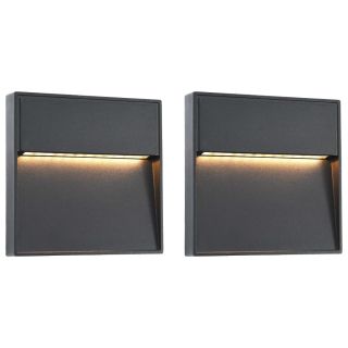 LED-seinavalgustid õue 2 tk, 3 W mustad, kandilised