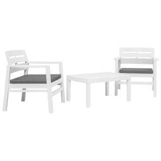 3-osaline aiamööblikomplekt, plast, valge