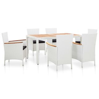 7-osaline aiamööblikomplekt, polürotang, valge