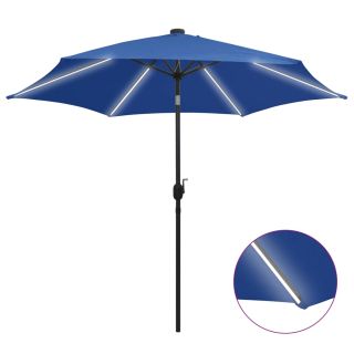 aia päikesevari LED-tuledega, alumiiniumpost 300 cm taevasinine