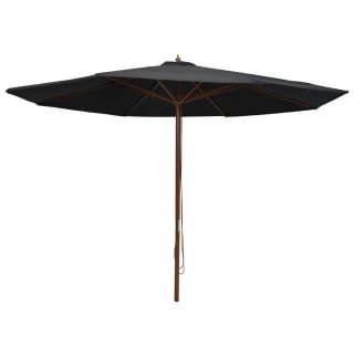 päikesevari puust postiga 350 cm, must