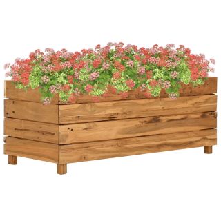 taimelava 100 x 40 x 38 cm, taastöödeldud tiikpuu ja teras