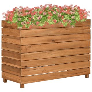 taimelava 100 x 40 x 38 cm, taastöödeldud tiikpuu ja teras