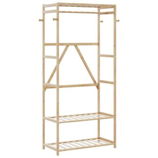 Вешалка для одежды с полками, 80x40x175 см, бамбук