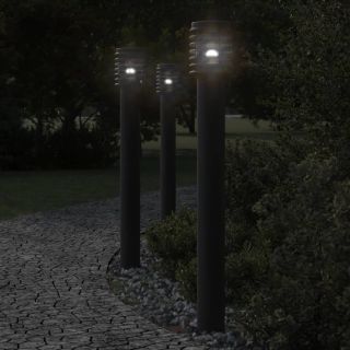 õue lambipostid 3 tk, must, 110 cm, roostevaba teras