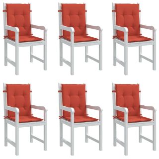 Подушки на стул с низкой спинкой 6 шт., красные, 100x50x4 см, ткань