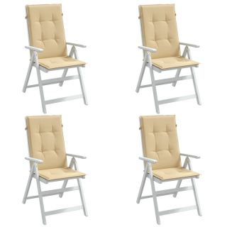Подушки на стул с высокой спинкой 4 шт., бежевые, 120x50x4 см, ткань