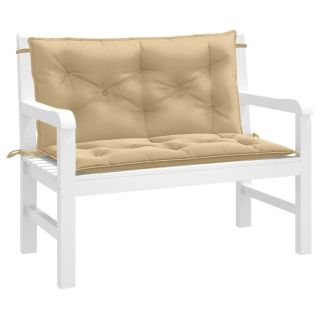 Подушки для сидения садовой скамейки 2 шт., бежевые, 100x50x7 см, ткань