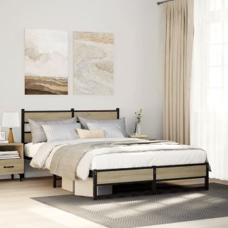 metallist voodiraam ilma madratsita Sonoma tamm 135x190 cm