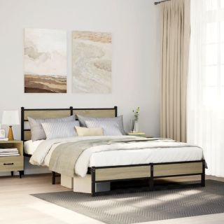 metallist voodiraam ilma madratsita Sonoma tamm 140x190 cm