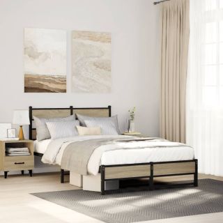 metallist voodiraam ilma madratsita Sonoma tamm 120x200 cm