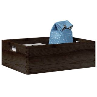 Puidust kast käepidemetega must 40x30x13 cm täispuit männipuit