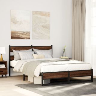 metallist voodiraam ilma madratsita pruun tamm 140x190 cm