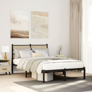 metallist voodiraam ilma madratsita Sonoma tamm 120x190 cm
