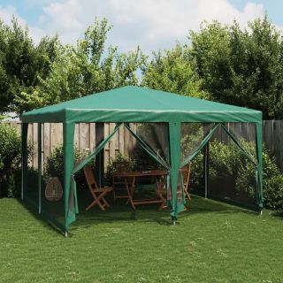 палатка для вечеринок с 8 сетчатыми боковыми стенками, зеленая, 4x4 м HDPE