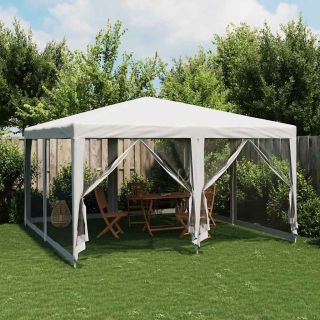 палатка для вечеринок с 8 сетчатыми боковыми стенками, белая, 4x4 м HDPE