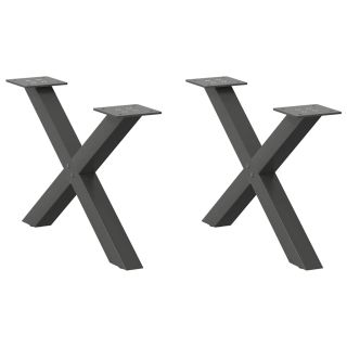 Ножки для кофейного столика, X-образные, 2 шт, антрацитовый серый, 60 x (30-31) см, сталь