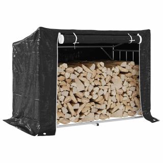 Дровница с чехлом от дождя 151x80,5x110,5 см оцинкованная сталь
