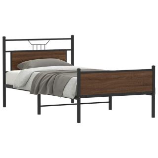 voodiraam ilma madratsita, pruun tamm, 107x203 cm, tehispuit