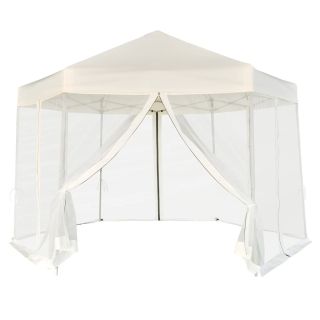 kuusnurkne külgseintega pop-up peotelk, kreemjas, 3,6 x 3,1 m