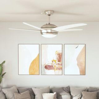 kaunistatud laeventilaator valgustusega 128 cm valge