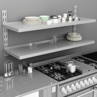 Двухъярусная настенная полка из нержавеющей стали 150 x 30 см