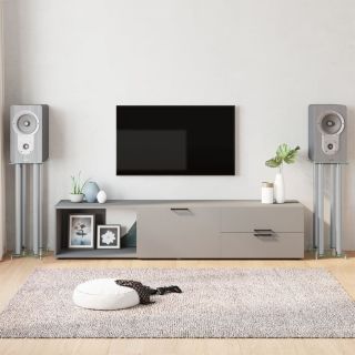 Стойки для колонок 2 шт., серебристые, закаленное стекло, 4-х опорная конструкция