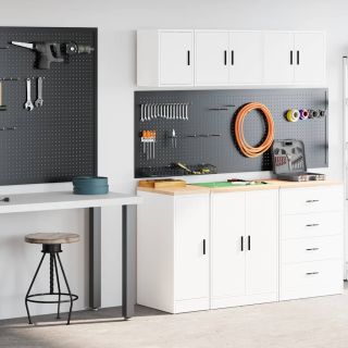 Гаражные шкафы 2 шт, белые, искусственное дерево