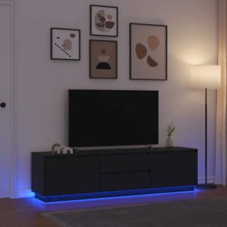 telerialus LED-tuledega, must tamm, 193,5x41x50 cm