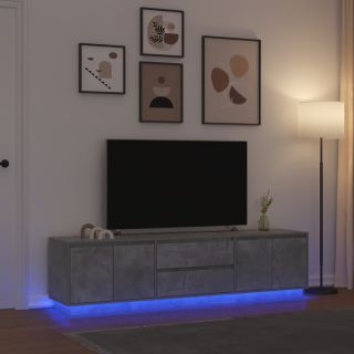 LED-tuledega telerikapp, betoonhall, 193,5x41x50 cm
