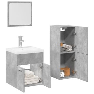 3-osaline vannitoa mööblikomplekt, betoonhall, tehispuit