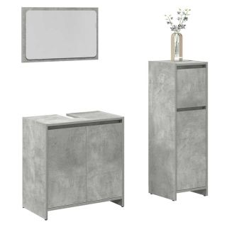 3-osaline vannitoa mööblikomplekt, betoonhall, tehispuit