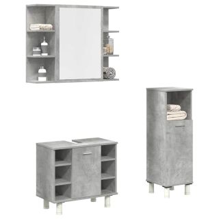 3-osaline vannitoa mööblikomplekt, betoonhall, tehispuit