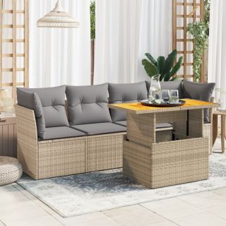 5-osaline aiadiivani komplekt patjadega, beež, polürotang