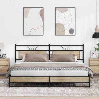metallist voodiraam ilma madratsita Sonoma tamm 200x200 cm