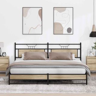 metallist voodiraam ilma madratsita Sonoma tamm 193x203 cm