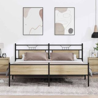 metallist voodiraam ilma madratsita Sonoma tamm 193x203 cm