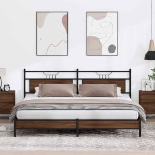 metallist voodiraam ilma madratsita pruun tamm 193x203 cm