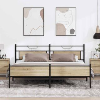 metallist voodiraam ilma madratsita Sonoma tamm 200x200 cm