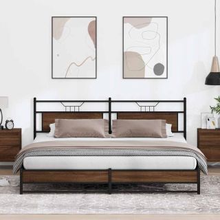 metallist voodiraam ilma madratsita pruun tamm 193x203 cm