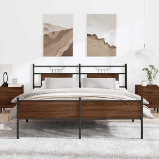 metallist voodiraam ilma madratsita pruun tamm 180x200 cm