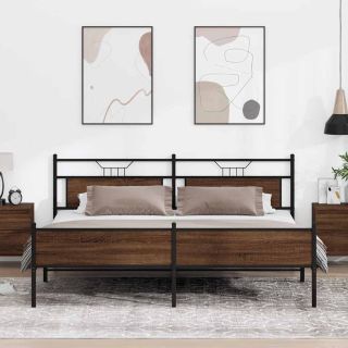 metallist voodiraam ilma madratsita pruun tamm 200x200 cm
