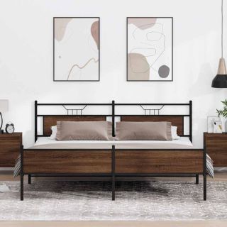 metallist voodiraam ilma madratsita pruun tamm 193x203 cm