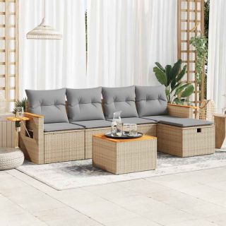 6-osaline aiadiivani komplekt patjadega, beež, polürotang