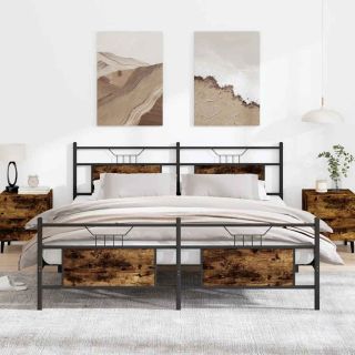 metallist voodiraam ilma madratsita suitsutatud tamm 180x200 cm