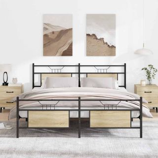 metallist voodiraam ilma madratsita Sonoma tamm 160x200 cm