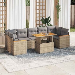 8-osaline aiadiivani komplekt patjadega, beež, rotang/akaatsia