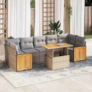 8-osaline aiadiivani komplekt patjadega, beež, rotang/akaatsia