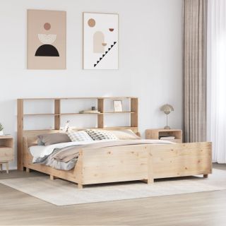 riiuliga voodiraam ilma madratsita, 200x200 cm, puit