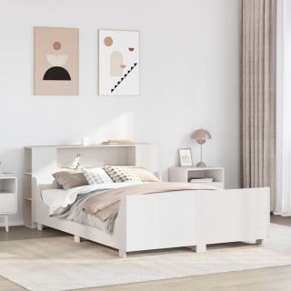 voodiraam ilma madratsita, valge, 150 x 200 cm, männipuit